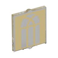 Lego Glass for Window 1 x 2 x 2 flat with Arched Tan Window Print / Trans-Clear