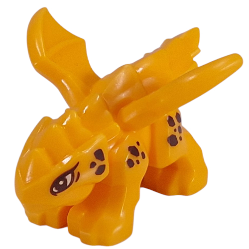 Lego Creature, Dragon, Baby, Dark Red Markings, Yellow Eyes Print