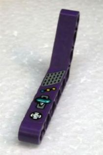 Lego Technic, Liftarm, Modified Bent Thick 1 x 9 (6 - 4) with White Gauge, Yellow and Turquoise Buttons and Handle Pattern (Sticker) - Set 8268