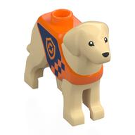 Lego Animal, Dog, Standing with Reddish Orange Vest, Dark Blue Coastguard Logo Print