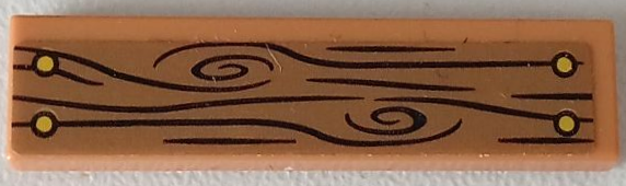 Lego Tile 1 x 4 with Wood Grain and 4 Yellow Nails Pattern (Sticker) - Set 41426
