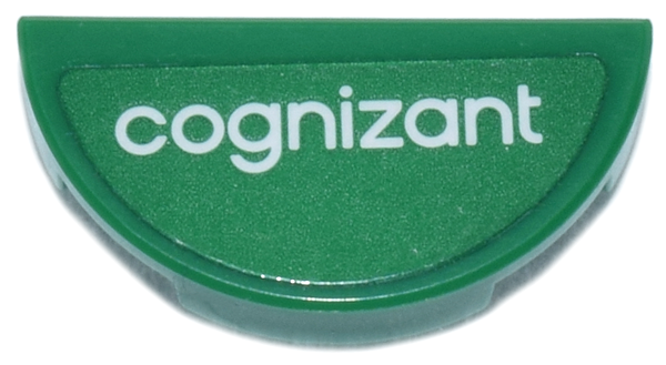 Lego Tile, Round 1 x 2 Half with White 'cognizant' Pattern (Sticker) - Sets 76925 / 77245