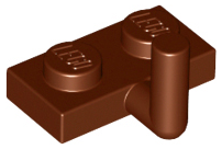 Lego Plate, Modified 1 x 2 with Bar Arm Up (Horizontal Arm 5mm) / Reddish Brown