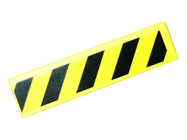 Lego Tile 1 x 4 with Black and Yellow Danger Stripes (Yellow Corners) Pattern (Sticker) - Set 75931