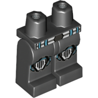 Lego Hips and Black Legs with Gray and Medium Azure Belt and Medium Azure, Gray and Black Knee Pads with Grille Print / Black
