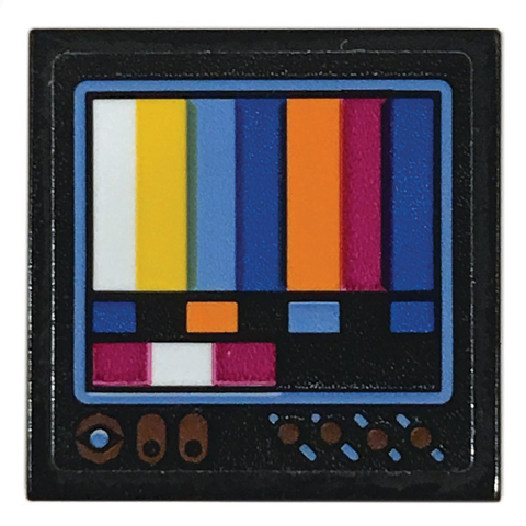 Lego Tile 2 x 2 with TV Screen with Color Bars Pattern (Sticker) - Set 70831