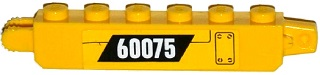 Lego Hinge Brick 1 x 6 Locking with Panel and White '60075' on Black Parallelogram Pattern Model Left Side (Sticker) - Set 60075