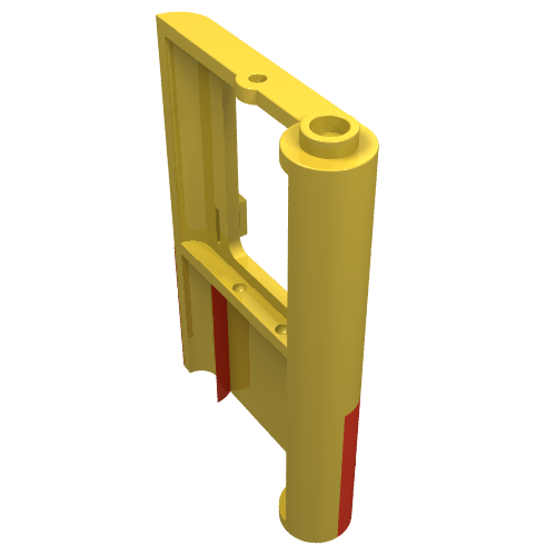 Lego Door 1 x 4 x 5 Train Left with Red Bottom Half Print