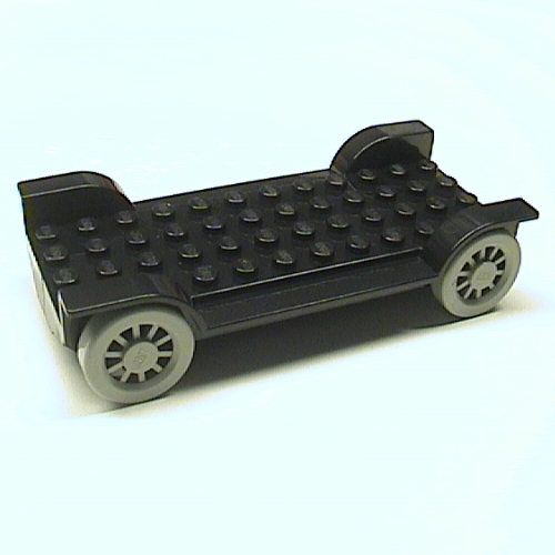 Lego Vehicle Base 12 x 6 with Light Gray Wheels [Complete Assembly] / Black
