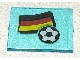 Lego Glass for Window 1 x 4 x 3 with Flag of Germany and Soccer Ball Pattern (Sticker) - Set 3404 / Trans-Light Blue