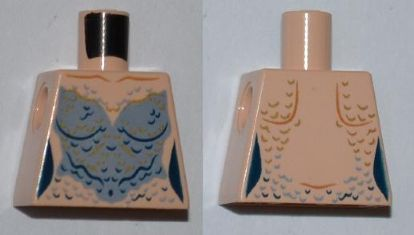 Lego Torso PotC Mermaid Sand Blue Scales Pattern / Light Nougat