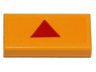 Lego Tile 1 x 2 with Red Triangle Pattern (Sticker) - Set 75170 / Bright Light Orange