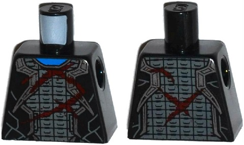 Lego Torso Robes with Silver Trim over Armor and Dark Red Wounds Pattern / Black