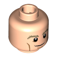 Lego Minifig Head Manuel Neuer, Dark Tan Eyebrows, White Pupils, Cheek Lines, Smile Print [Hollow Stud] / Light Nougat