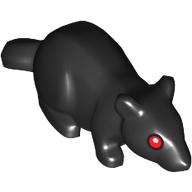 Lego Animal, Rodent, Rat / Mouse with Red Eyes print / Black