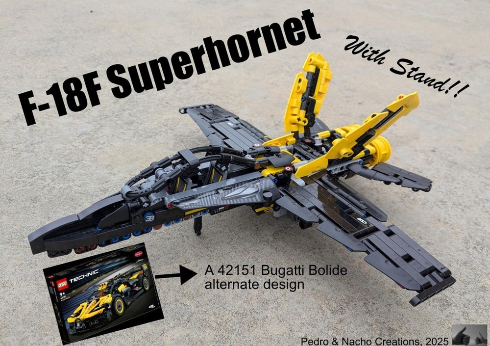 Lego F-18F Superhornet with Stand! (42151 Bugatti Bolide)