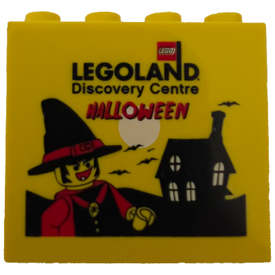 Lego Brick 2 x 4 x 3 with 'LEGOLAND Discovery Centre HALLOWEEN', Witch Print