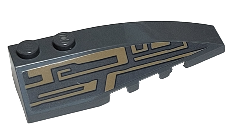 Lego Wedge 6 x 2 Right with Dark Tan Tribal Pattern (Sticker) - Set 75186