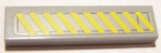 Lego Tile 1 x 4 with 10 Yellow Stripes on Light Bluish Gray Background Pattern (Sticker) - Set 10240 / Light Bluish Gray