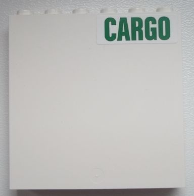 Lego Panel 1 x 6 x 5 with Green 'CARGO' Pattern Upper Right (Sticker) - Set 60020 / White