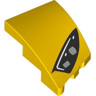 Lego Brick Wedged, Curved 3 x 2 with Stud Notch Left with Headlight Print