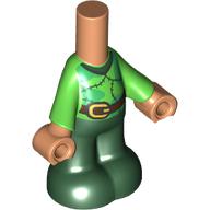 Lego Microdoll Body Pants Dark Green with Bright Green, Reddish Brown Belt, Nougat Hands Print / Nougat