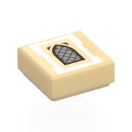 Lego Tile 1 x 1 with Silver Arched Window, White Border Print