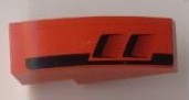 Lego Slope, Curved 3 x 1 with Black Tail and Engine Pattern Model Right (Sticker) - Set 8124 / Red