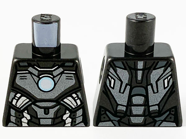 Lego Torso Armor, Dark Silver Plates, Silver Trim and Metallic Light Blue Circle Arc Reactor Pattern / Pearl Dark Gray