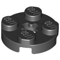 Lego Plate Round 2 x 2 with Axle Hole Type 1 (+ Opening) / Black