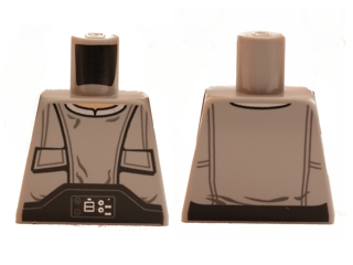 Lego Torso SW Pocket-Vest with Wrinkles and Techno-Buckle Pattern (Lobot) / Light Bluish Gray