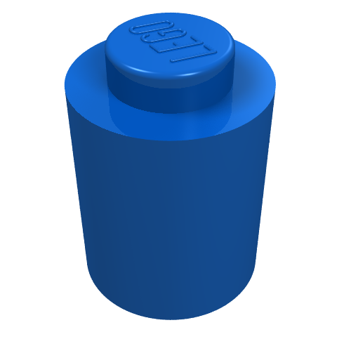 Lego Brick Round 1 x 1 Solid Stud, No Bottom Groove / Blue