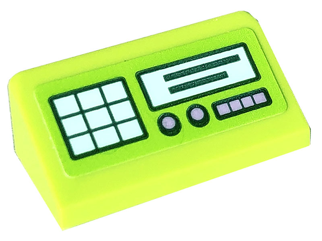 Lego Slope 30 1 x 2 x 2/3 with Light Aqua and Lavender Buttons Pattern (Sticker) - Set 41707 / Lime