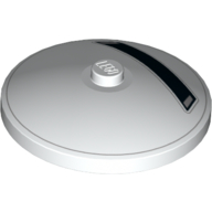 Lego Dish 4 x 4 Inverted [Radar] with Black Stripe Print / White