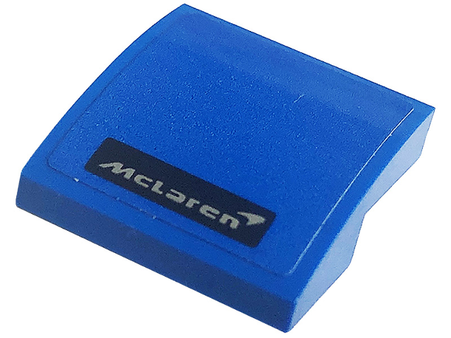 Lego Slope, Curved 2 x 2 x 2/3 with McLaren Logo Pattern (Sticker) - Set 76902 / Blue