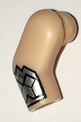 Lego Arm, Right with Silver Gauntlet Pattern / Light Nougat