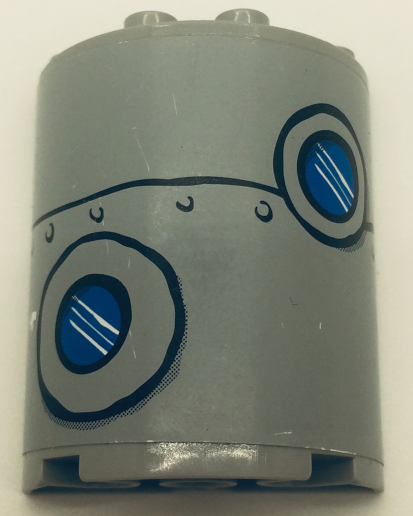 Lego Cylinder Half 2 x 4 x 4 with Patched Metal Plate and 2 Portholes Pattern (Sticker) - Set 3832