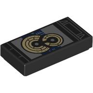 Lego Tile 1 x 2 with Tablet, Silver/Tan Death Star Plans Print