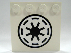 Lego Tile, Modified 4 x 4 with Studs on Edge with SW Galactic Republic Logo Pattern (Sticker) - Set 7674