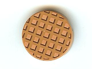 Lego Tile, Round 2 x 2 with Bottom Stud Holder with Waffle Pattern / Medium Nougat