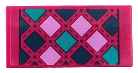 Lego Tile 2 x 4 with Blanket with Dark Blue, Medium Lavender and Dark Turquoise Squares and Stitching Pattern (Sticker) - Set 41683