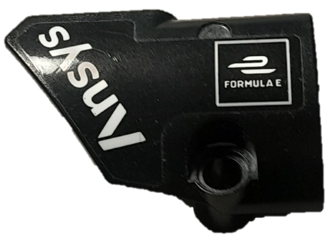 Lego Technic, Panel Fairing # 1 Small Smooth Short, Side A with White Ansys and FORMULA E Logos Pattern (Sticker) - Set 42137