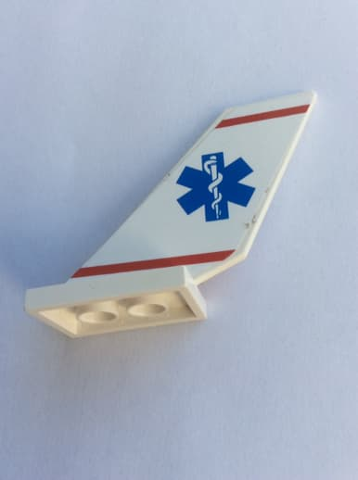 Lego Tail Shuttle with 2 Red Stripes and Blue Star of Life Pattern on Both Sides (Stickers) - Set 2064