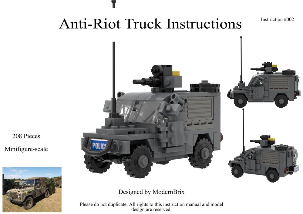 Lego Land Rover Anti-Riot Military Truck Instructions