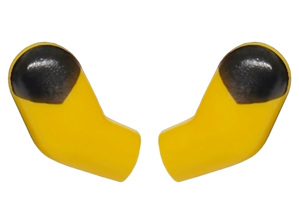 Lego Arm, (Matching Left and Right) Pair with Black Shoulders Pattern / Bright Light Orange