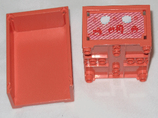 Lego Scala Box 7 x 7 x 3 with 3 Sides with Vehicles Pattern (Stickers) - Set 3290 / Salmon