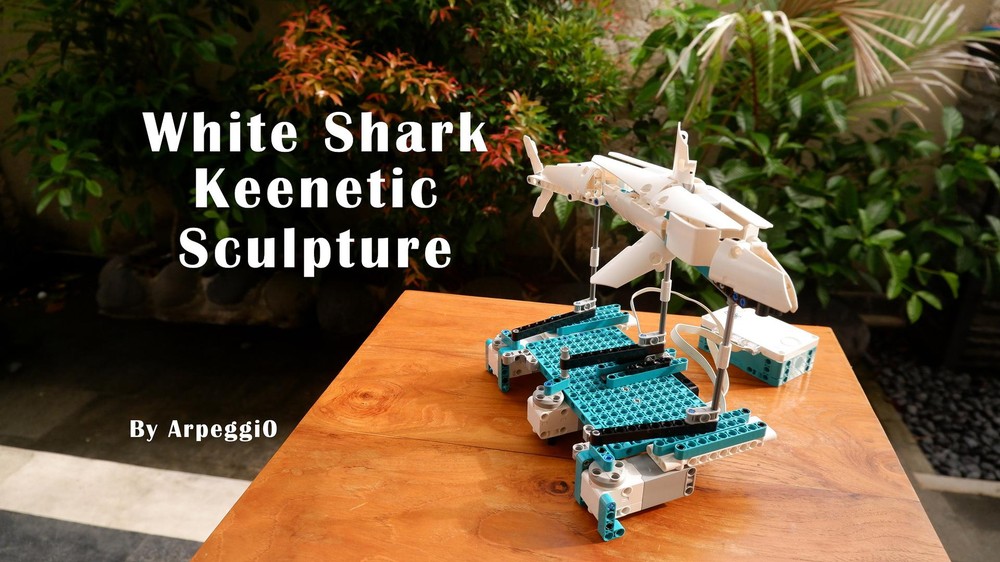 Lego White Shark kinetic sculpture