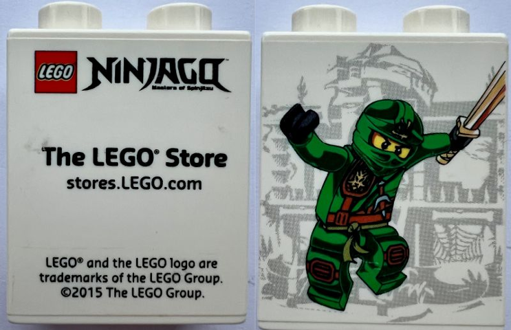 Lego Duplo, Brick 1 x 2 x 2 with Ninjago The LEGO Store stores.LEGO.com, Lloyd Minifigure Pattern / White