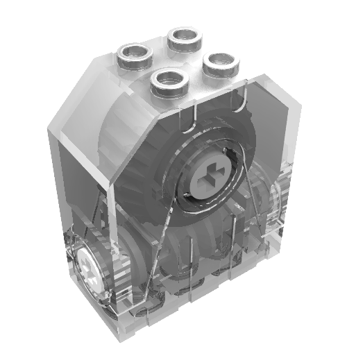 Lego Gearbox 4 x 2 x 4 [Worm / 24 Tooth] Dark Gray Centre / Trans-Clear