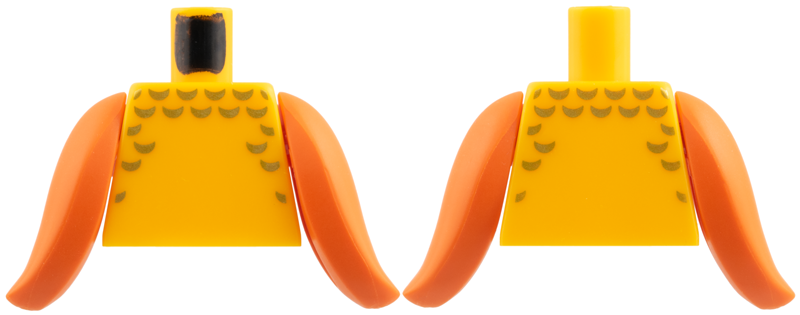 Lego Torso with Gold Scales Pattern / Reddish Orange Fins